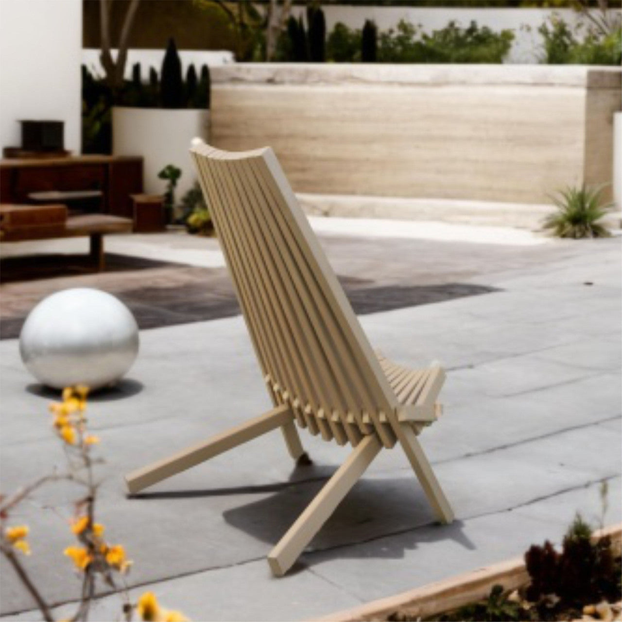 Direct Wicker Acacia folding chair Portable outdoor lounge chair