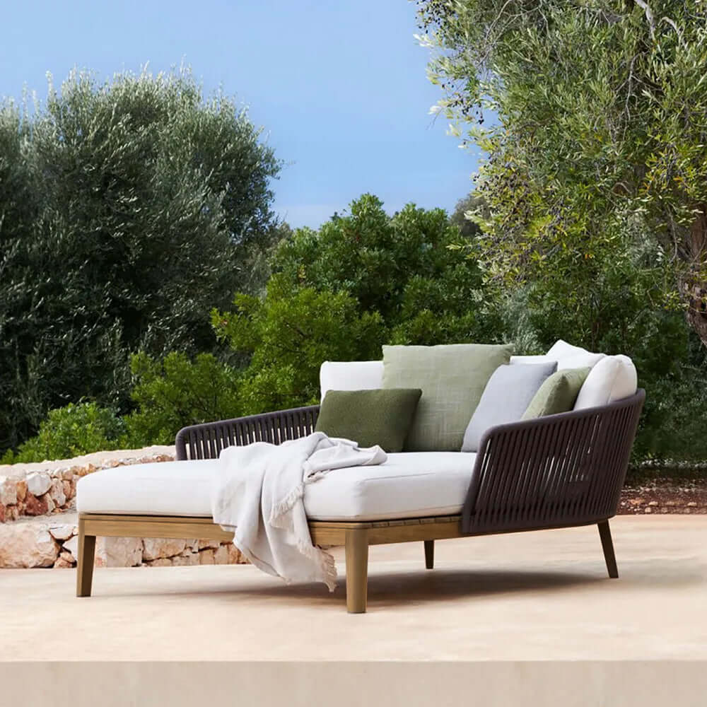 Modern Stil Rattan Utomhus Dagsäng Med Kuddar och Kudde