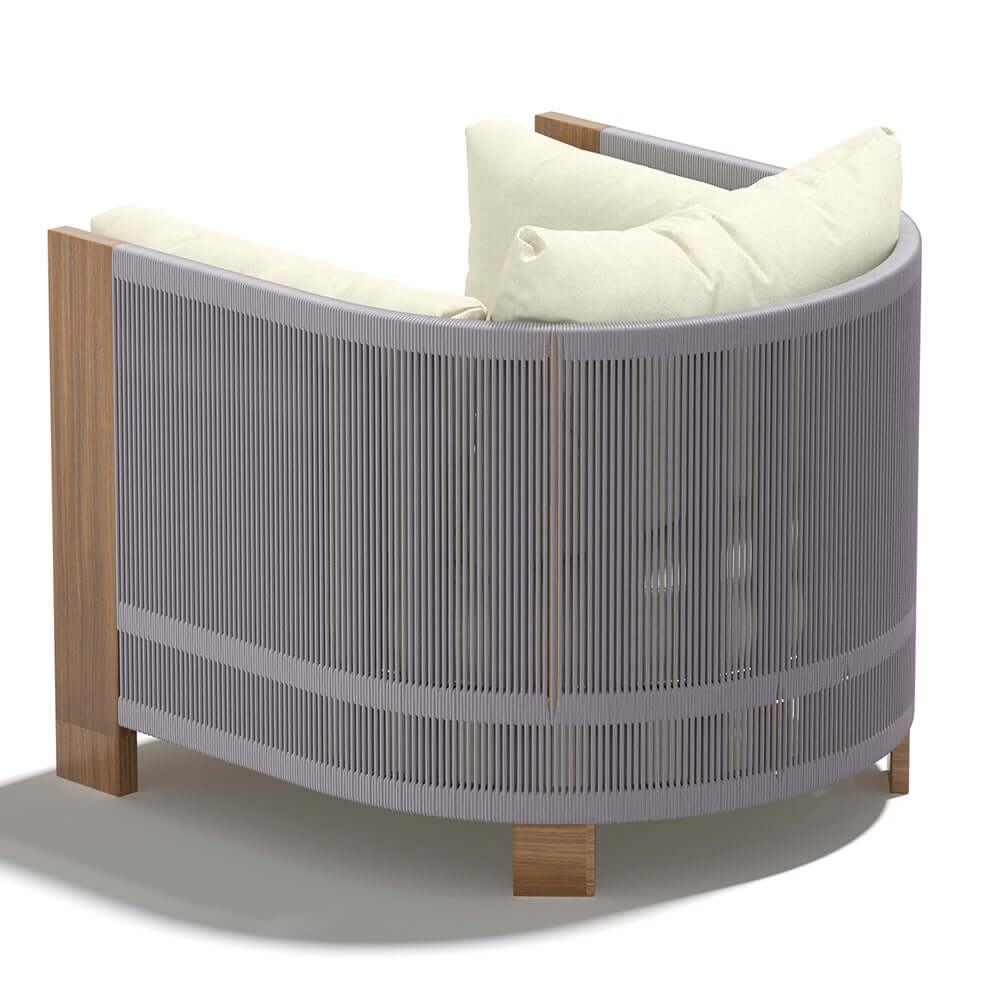 Utomhus Loungegrupp Med Runt Soffbord I Teak Och Repstol