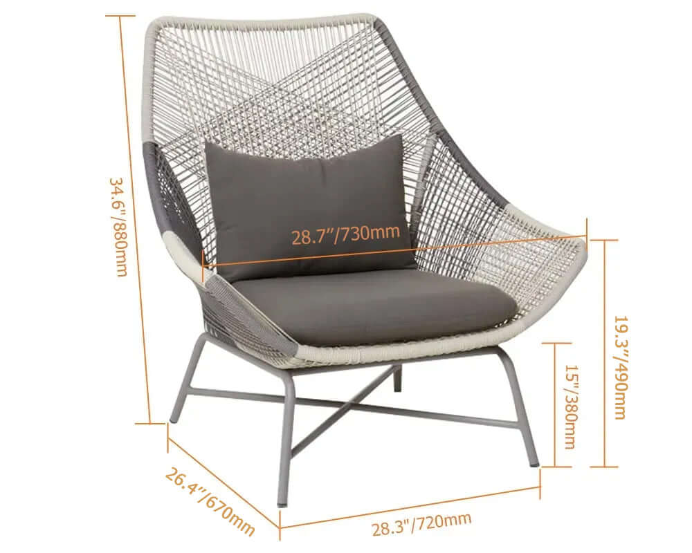 Utomhus PE Rattan Patio Stol med Kudde Set av 2