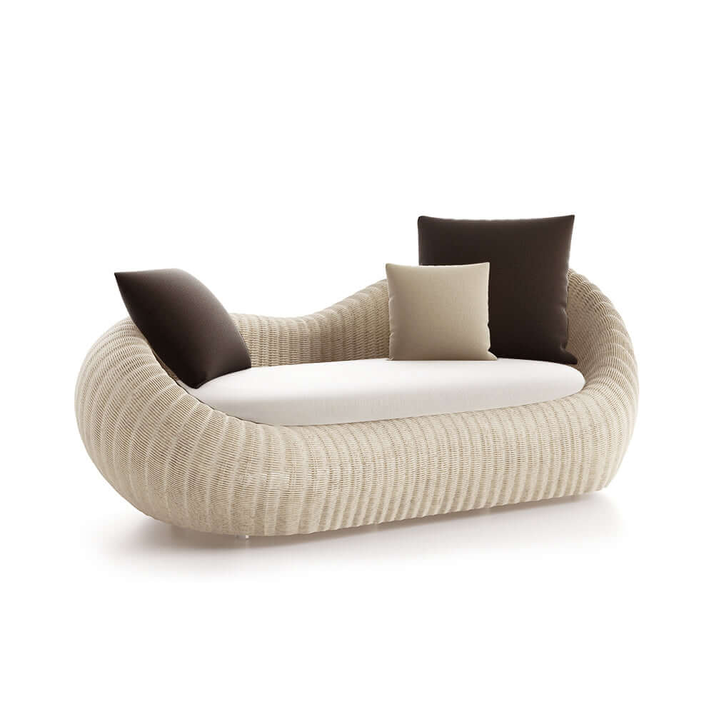 4 Delar Aluminium & Rattan Utomhussoffset med Glasbord i Vitt