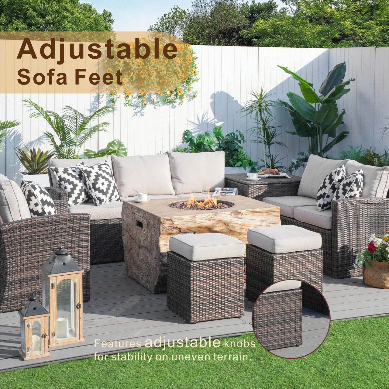 Direct Wicker Elegant Ute Soffgrupp Med Eldstad Bord