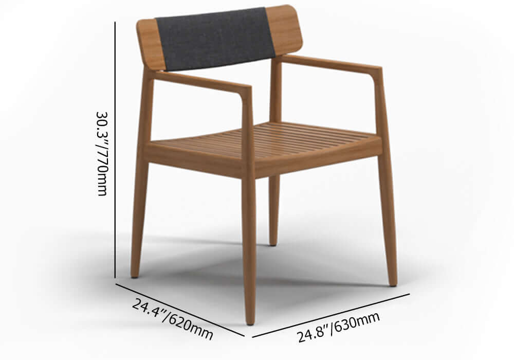7 Delars Modern Utomhus Matgrupp med Teakträ Bord och Stolar
