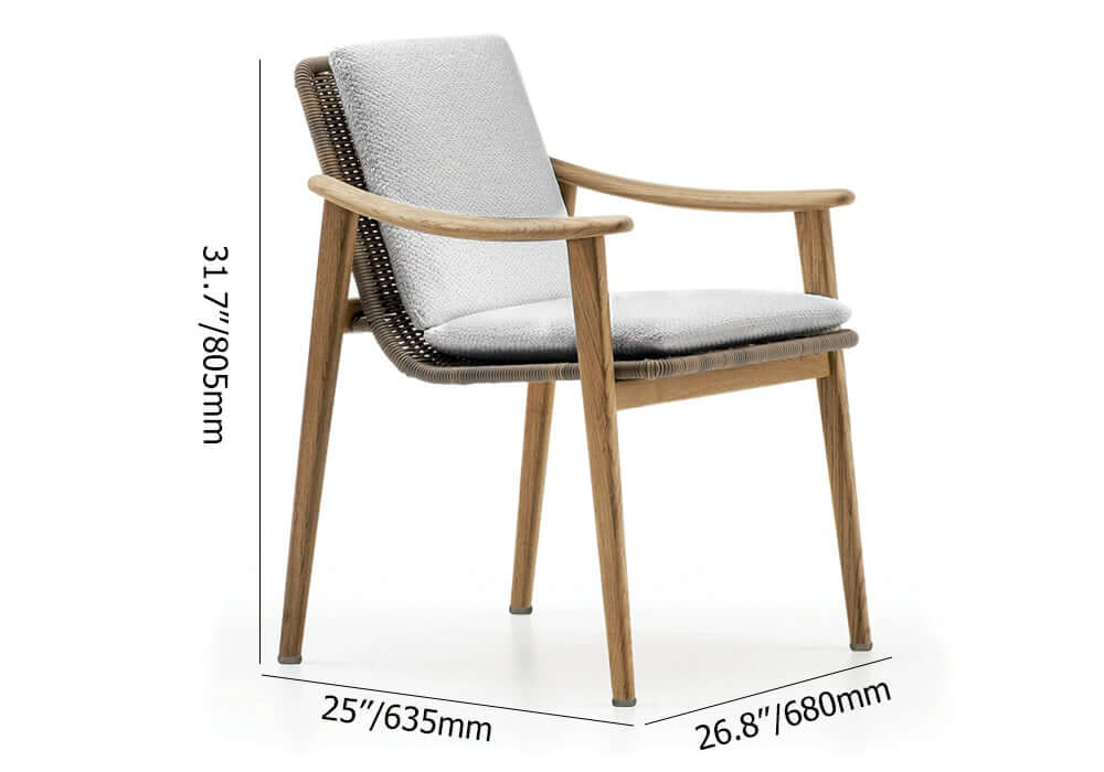 7 Delars Utomhus Terrass Matgrupp Med Teakträd Bord Och Stolar