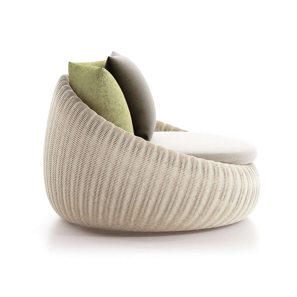 4 Delar Aluminium & Rattan Utomhussoffset med Glasbord i Vitt