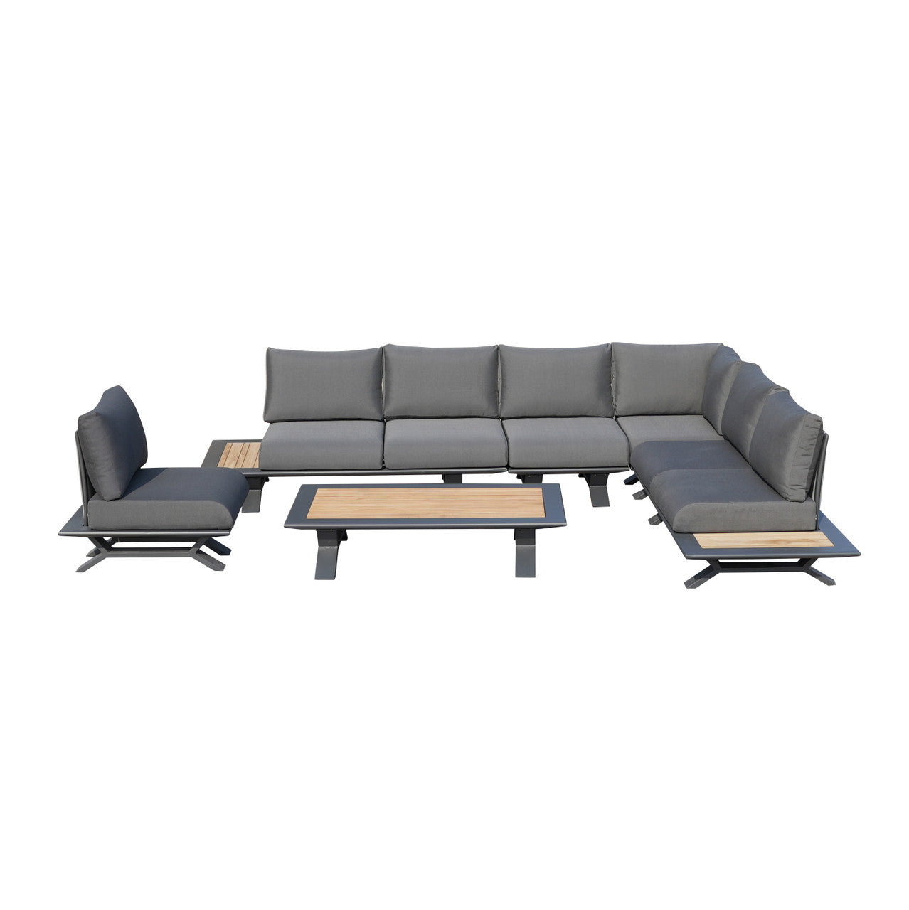 Direct Wicker Högkvalitativa Teak Handtag Aluminium Dew Pipe Sofa Set