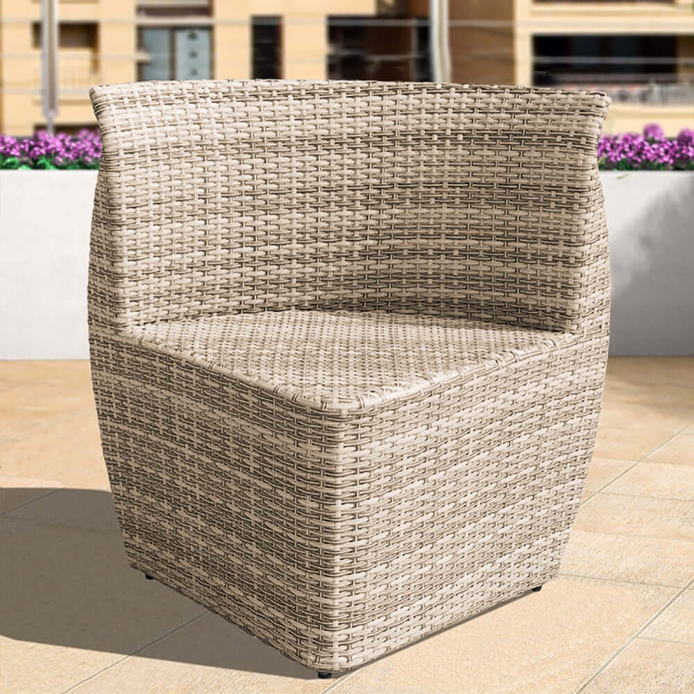 5 Delars Farmhouse Rattan Utomhus Matgrupp med Glasbord Grå
