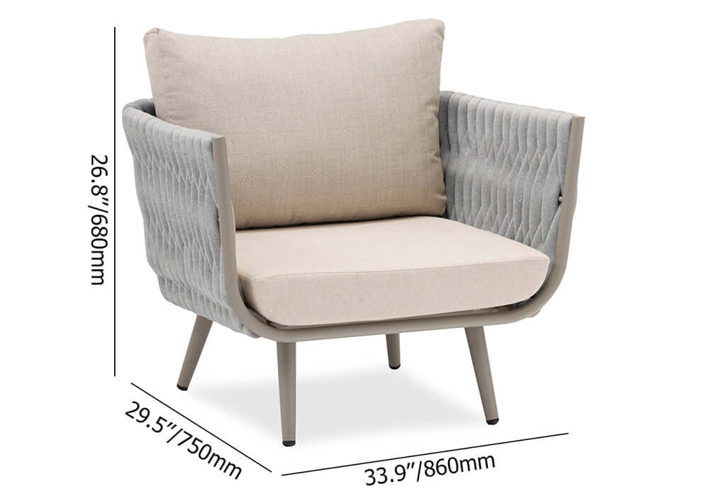 4 Delar Utomhus Loungegrupp Vävnad Och Kuddar I Beige Och Grått