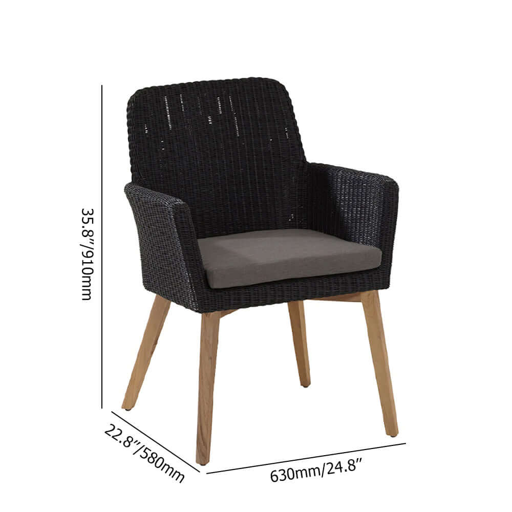 7Delars Utomhus Matgrupp med Teak Trä Bord och Rattan Stolar