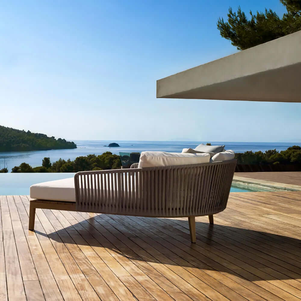 Modern Stil Rattan Utomhus Dagsäng Med Kuddar och Kudde