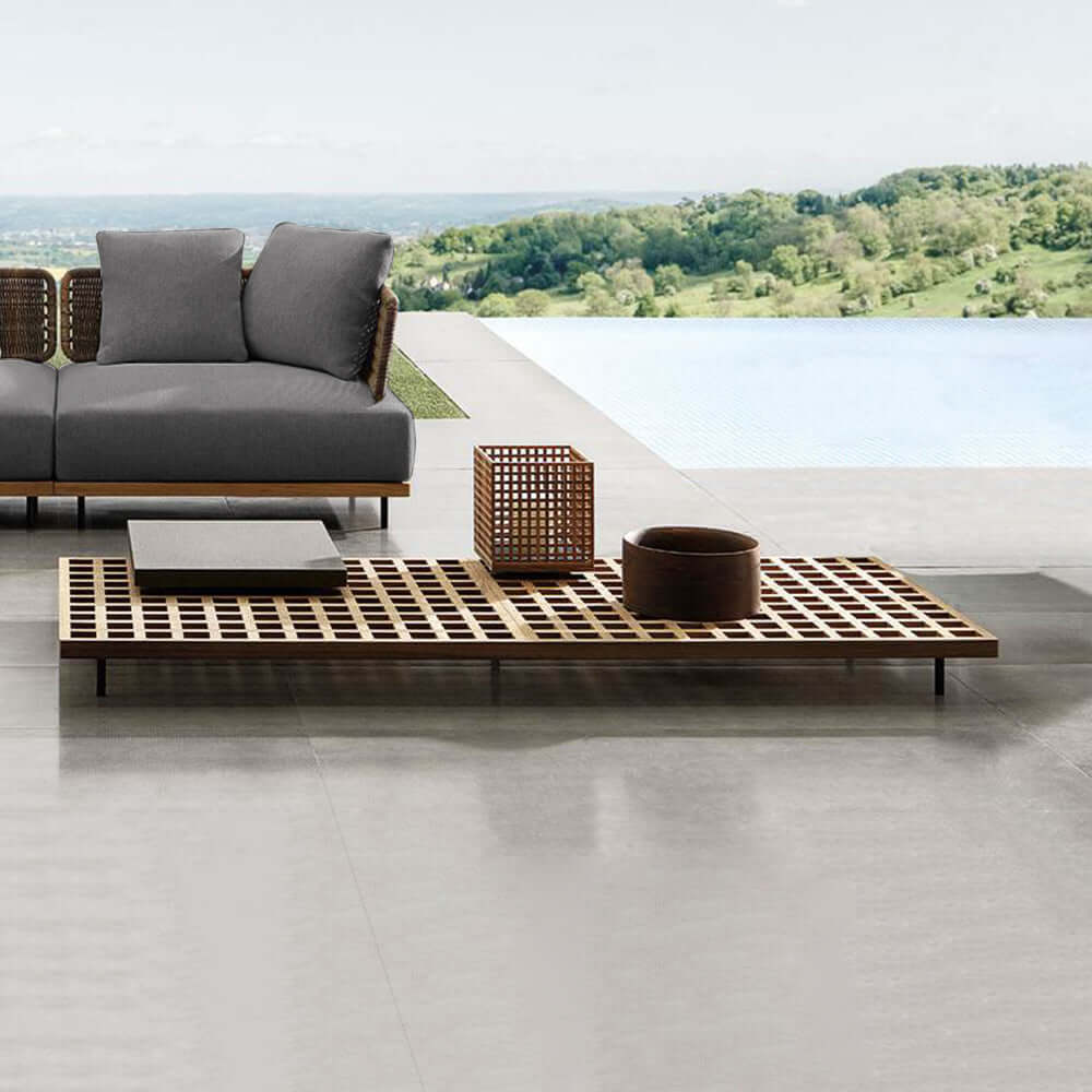 37,4 Tum Bred Modern Aluminium Och Rattan Utesoffa Med Kudde