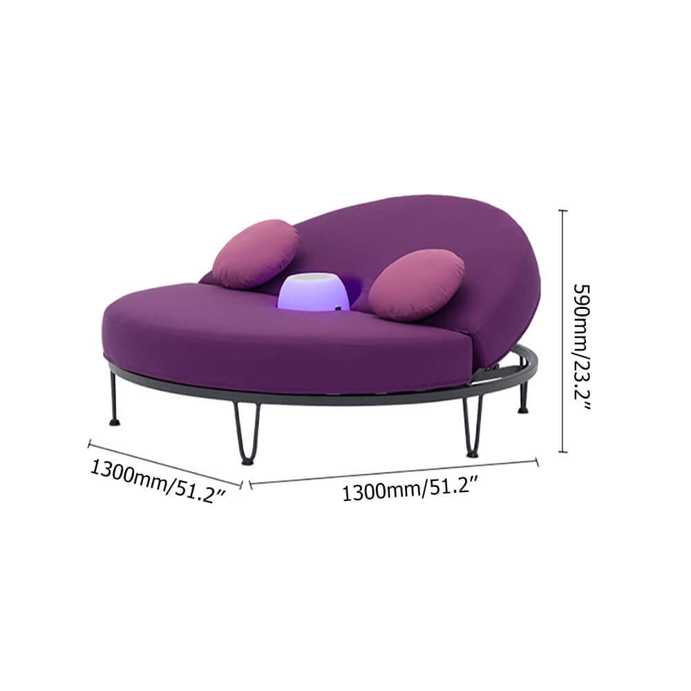 Rund Patio Daybed Utomhus Med Bluetooth Högtalare LED Kudde