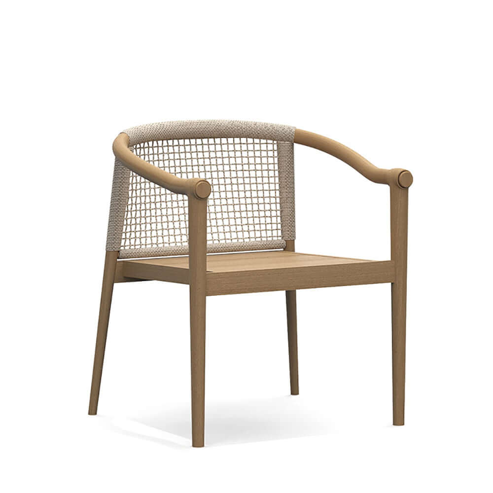 7 Delars Teak Utomhusmatset Runt Matbord Med 6 Stolar Naturlig