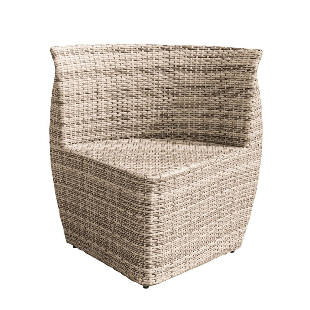 5 Delars Farmhouse Rattan Utomhus Matgrupp med Glasbord Grå