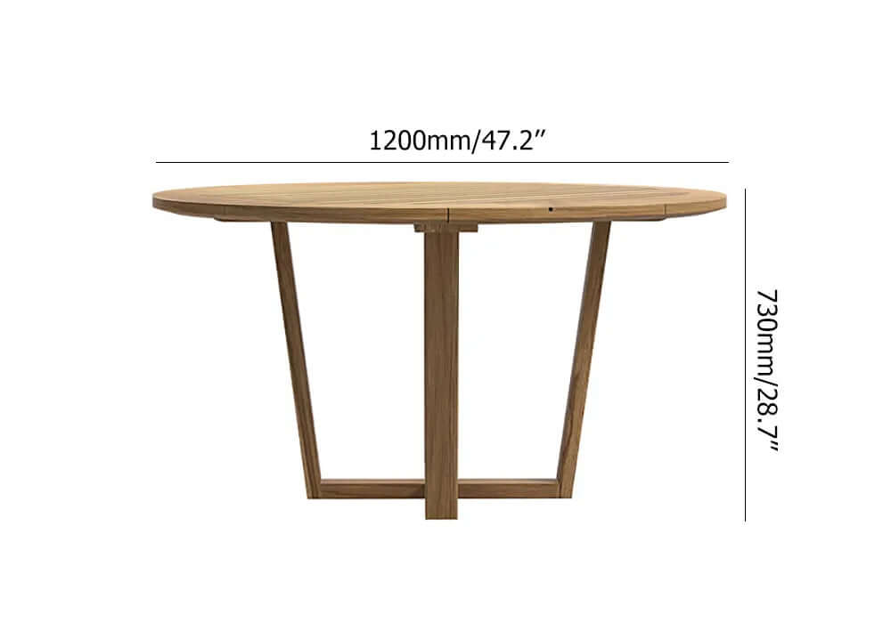 7 Delars Teak Utomhusmatset Runt Matbord Med 6 Stolar Naturlig