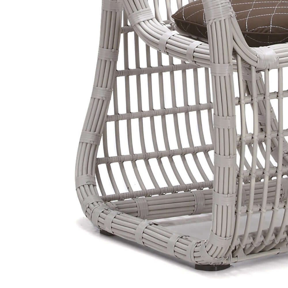 7 Delar Rattanfiber Utomhus Matgrupp Med Fat Stol Och Glasbord