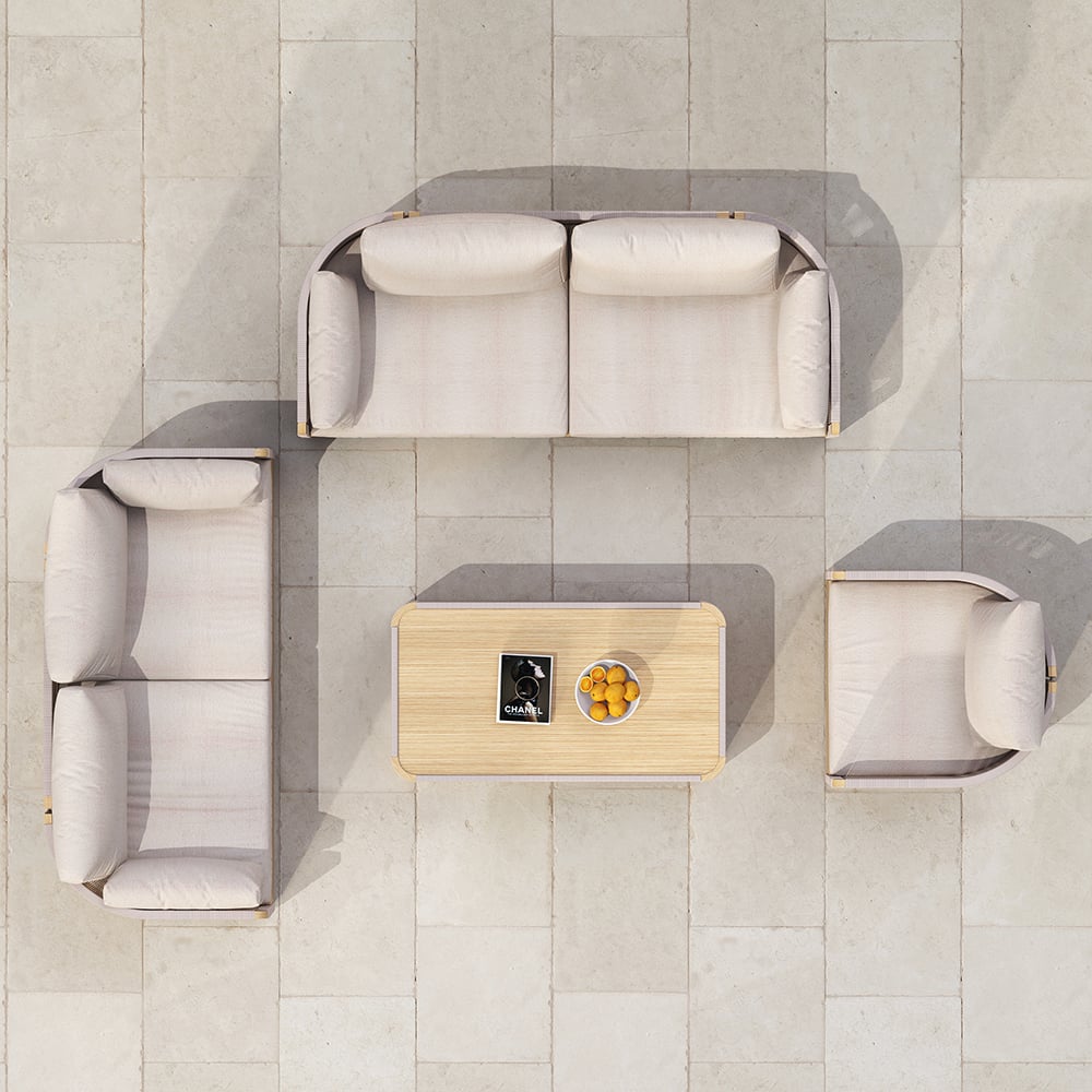 4 Delar Modern Aluminium & Rep Utomhus Svängsoffa Set Khaki