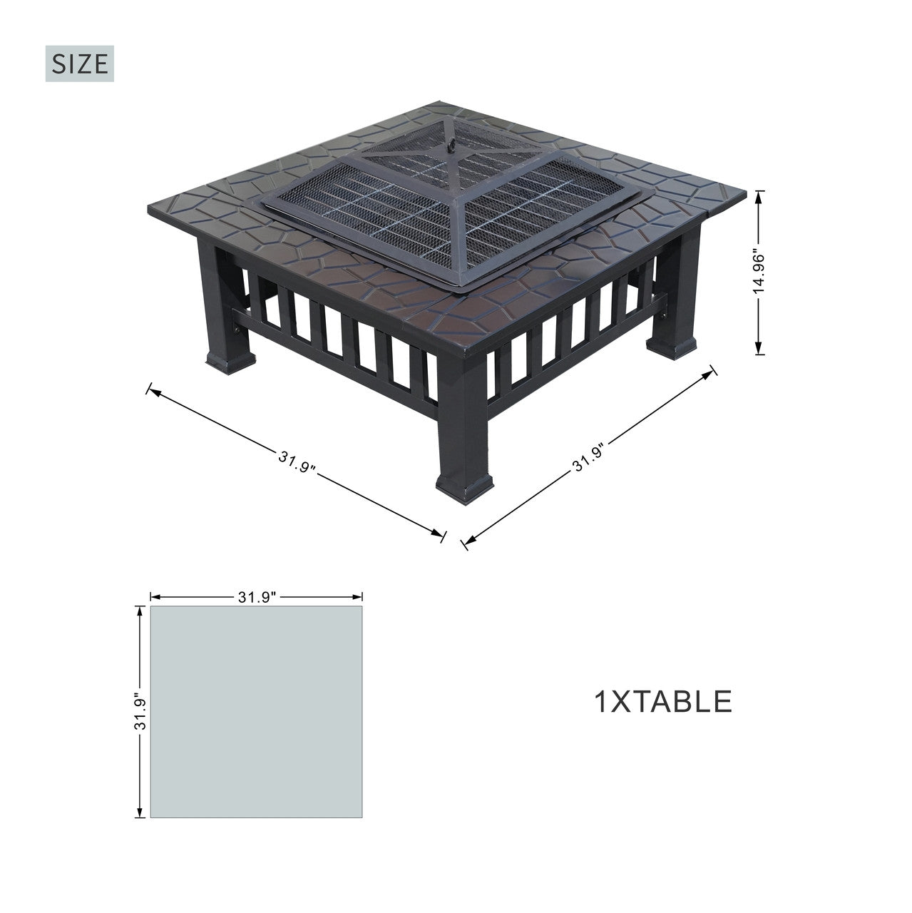 Direct Wicker Bärbar Detachabel Eldbassäng Utomhus Grill