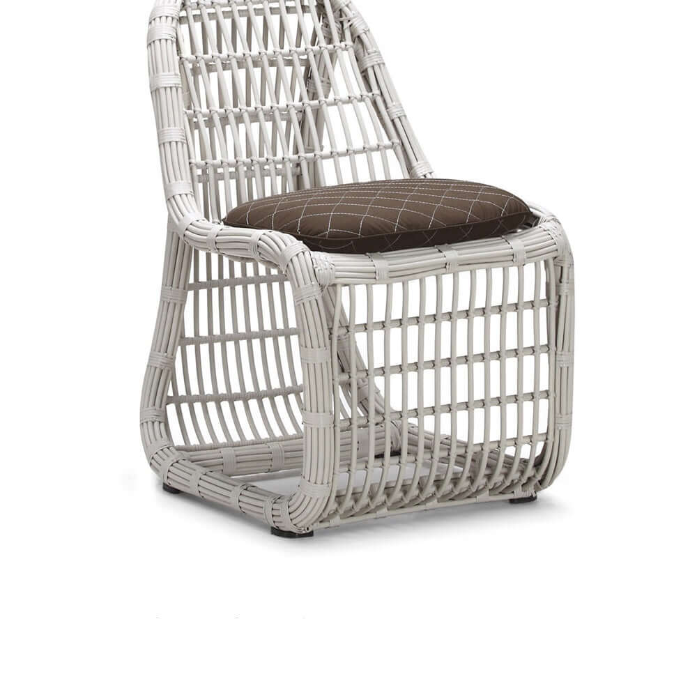 7 Delar Rattanfiber Utomhus Matgrupp Med Fat Stol Och Glasbord