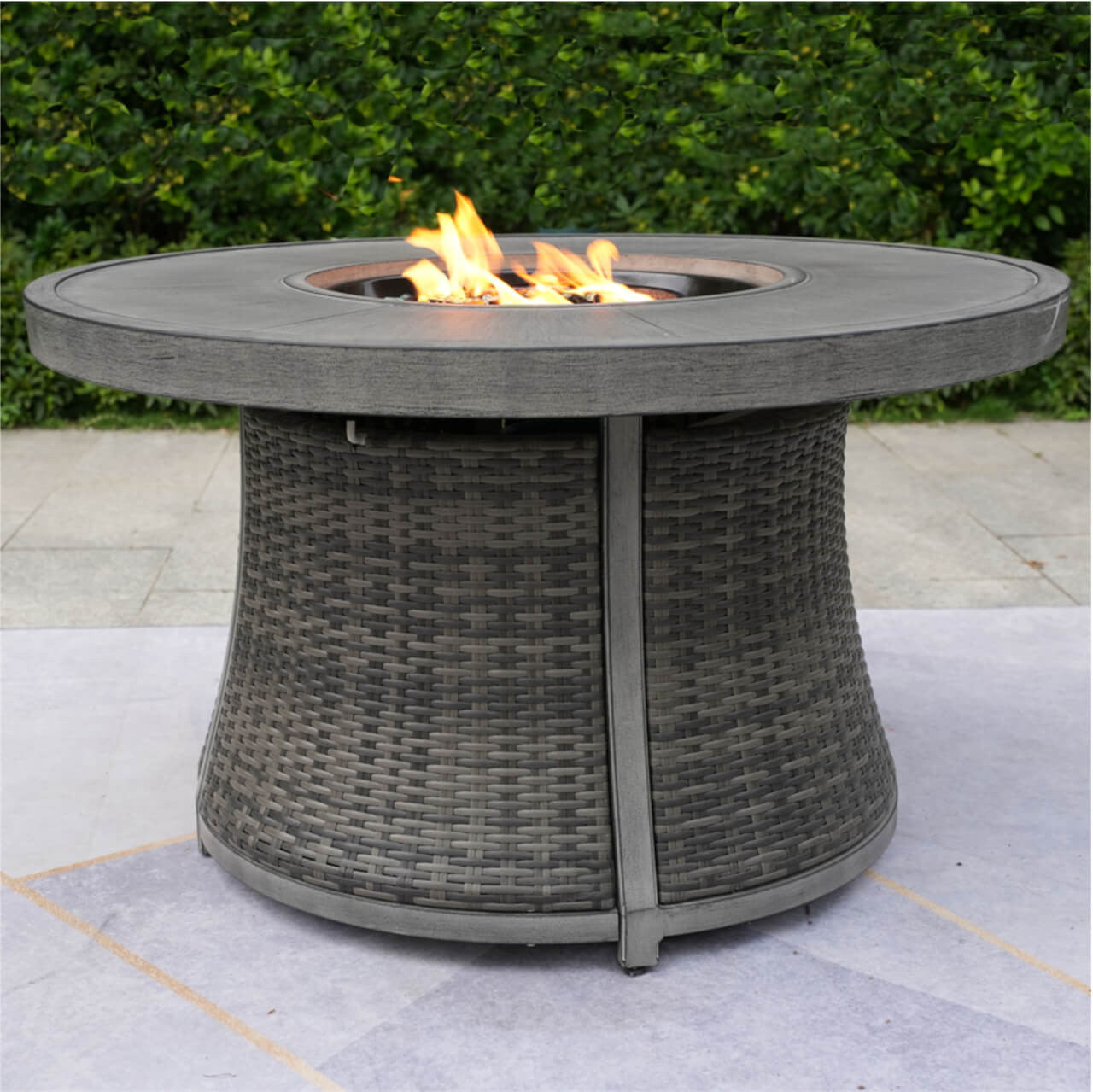 Direct Wicker Aluminium Rund Propan Eldstad Bord Med Dold Tank