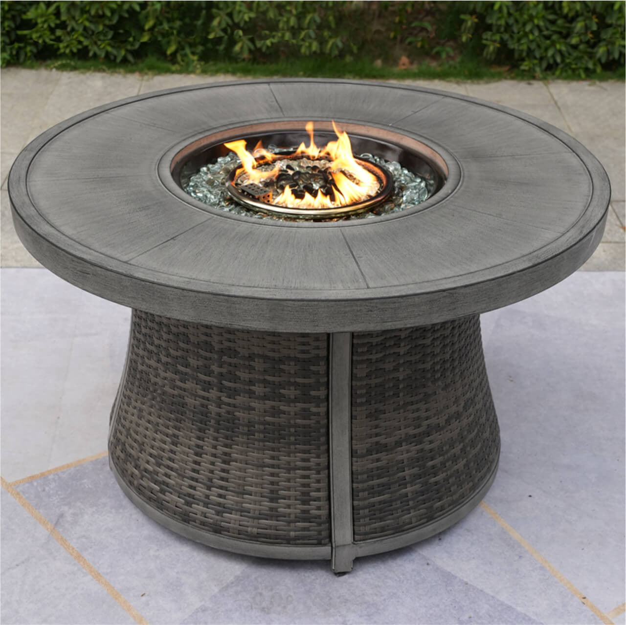 Direct Wicker Aluminium Rund Propan Eldstad Bord Med Dold Tank