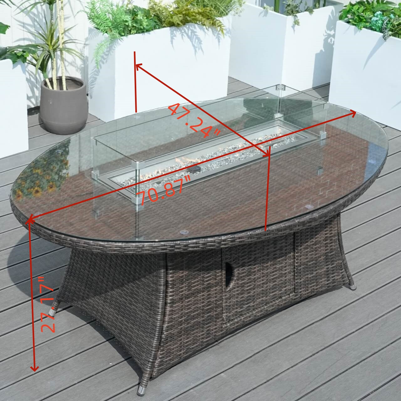 Direct Wicker Brown Wicker Oval Fire Pit Table (PAG-1106O-Table)