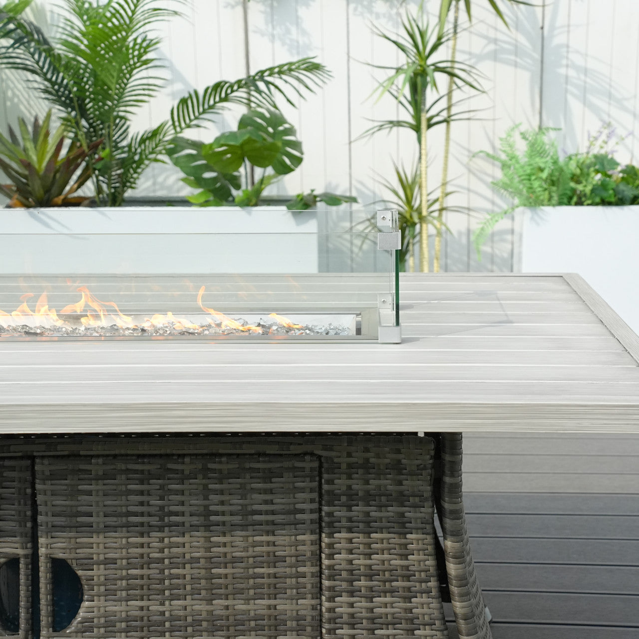Direkt Wicker Högkvalitativ Aluminium Rörborste Bord med Rattan Eldstad Bord