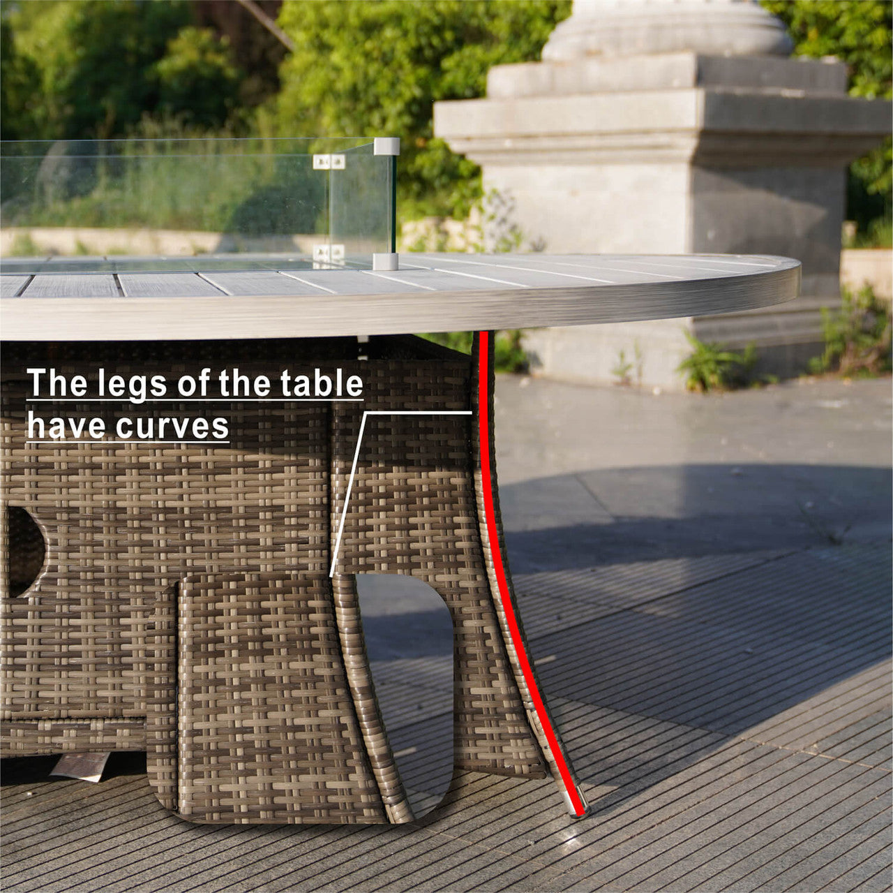 Direct Wicker 8 Seats Round Fire Pit Table with Aluminum Top | Direct Wicker