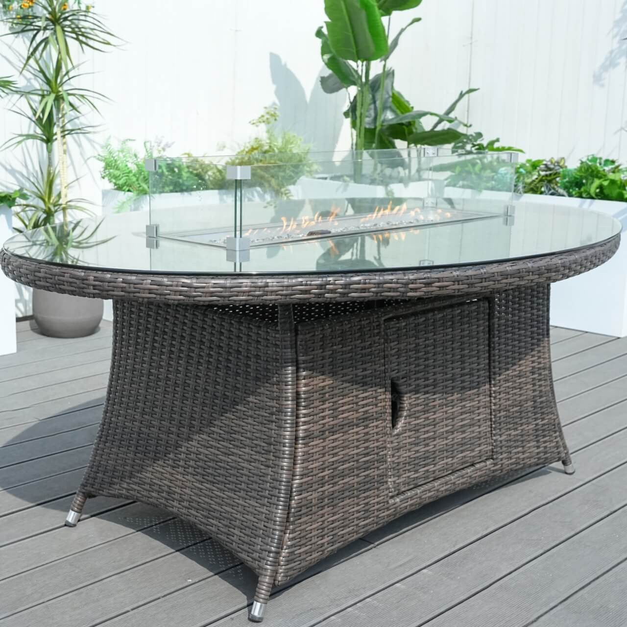 Direct Wicker Brown Wicker Oval Fire Pit Table (PAG-1106O-Table)