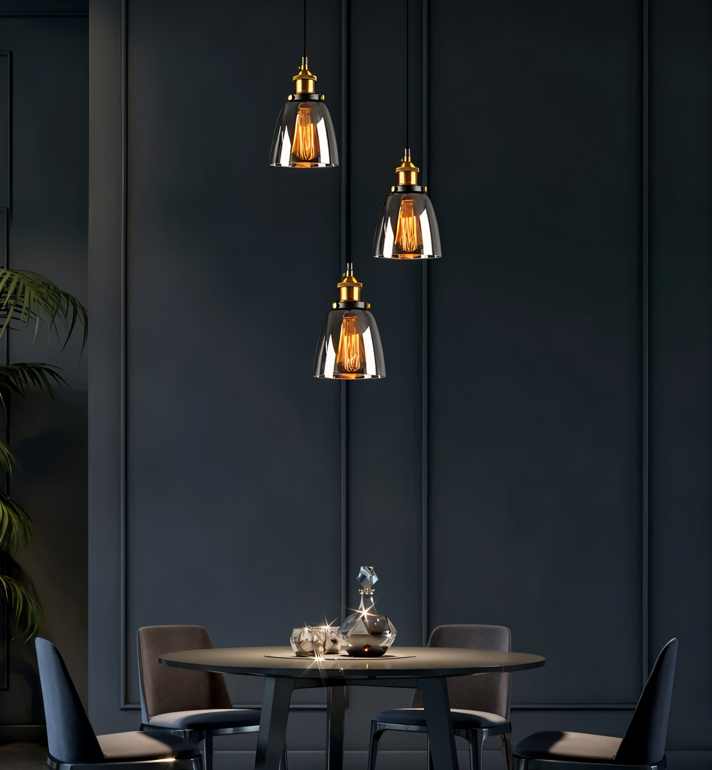VintaLoft Taklampa - Taklampa i rökt glas - Vintage hängande lampa