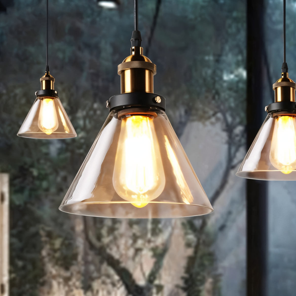 VintaLoft Taklampa - Taklampa i rökt glas - Vintage hängande lampa