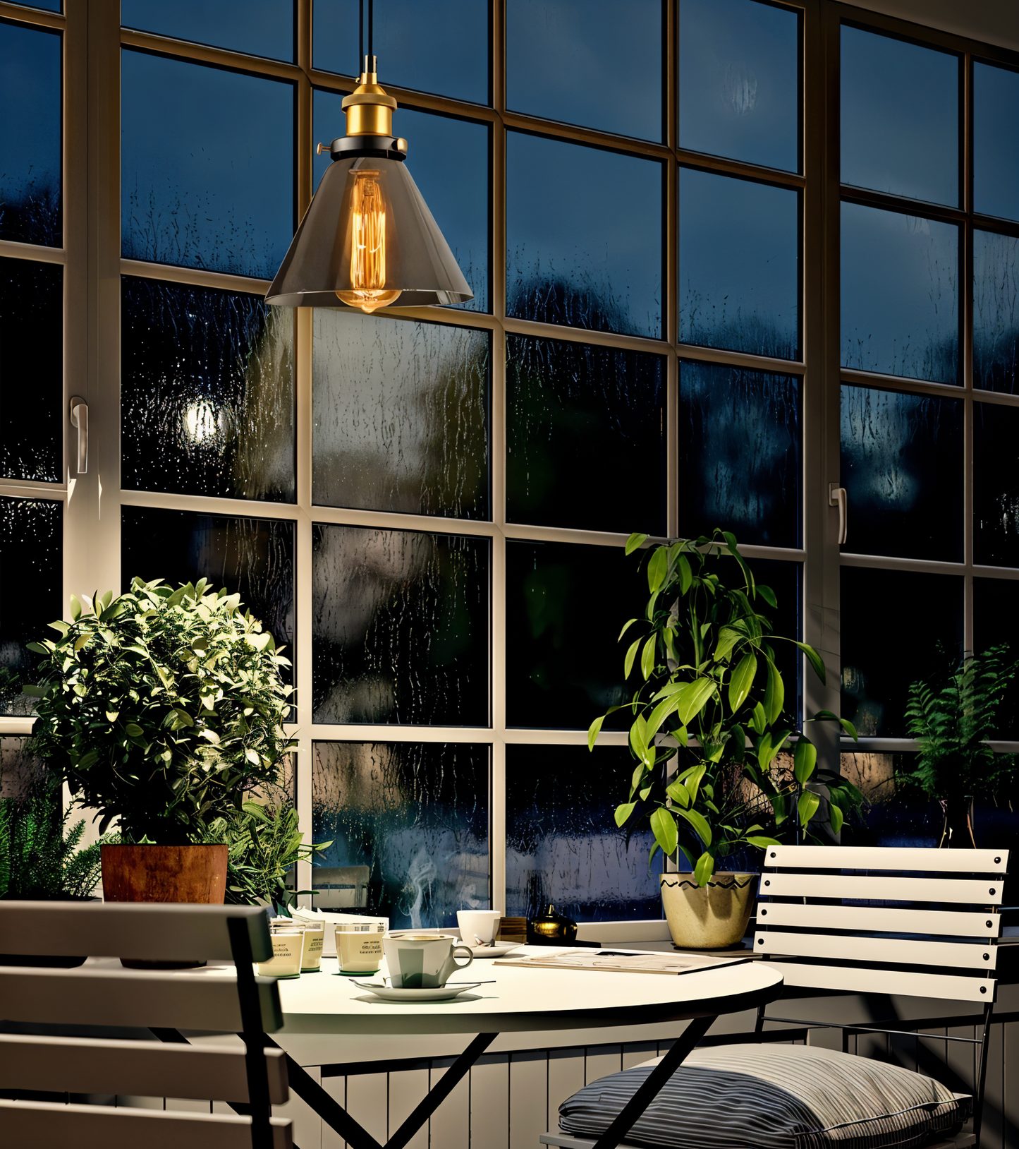 VintaLoft Taklampa - Taklampa i rökt glas - Vintage hängande lampa