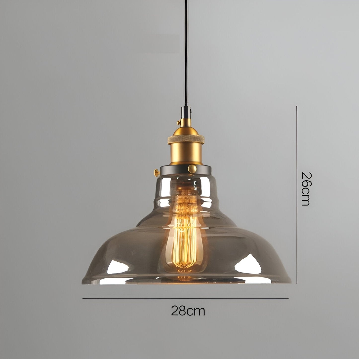 VintaLoft Taklampa - Taklampa i rökt glas - Vintage hängande lampa