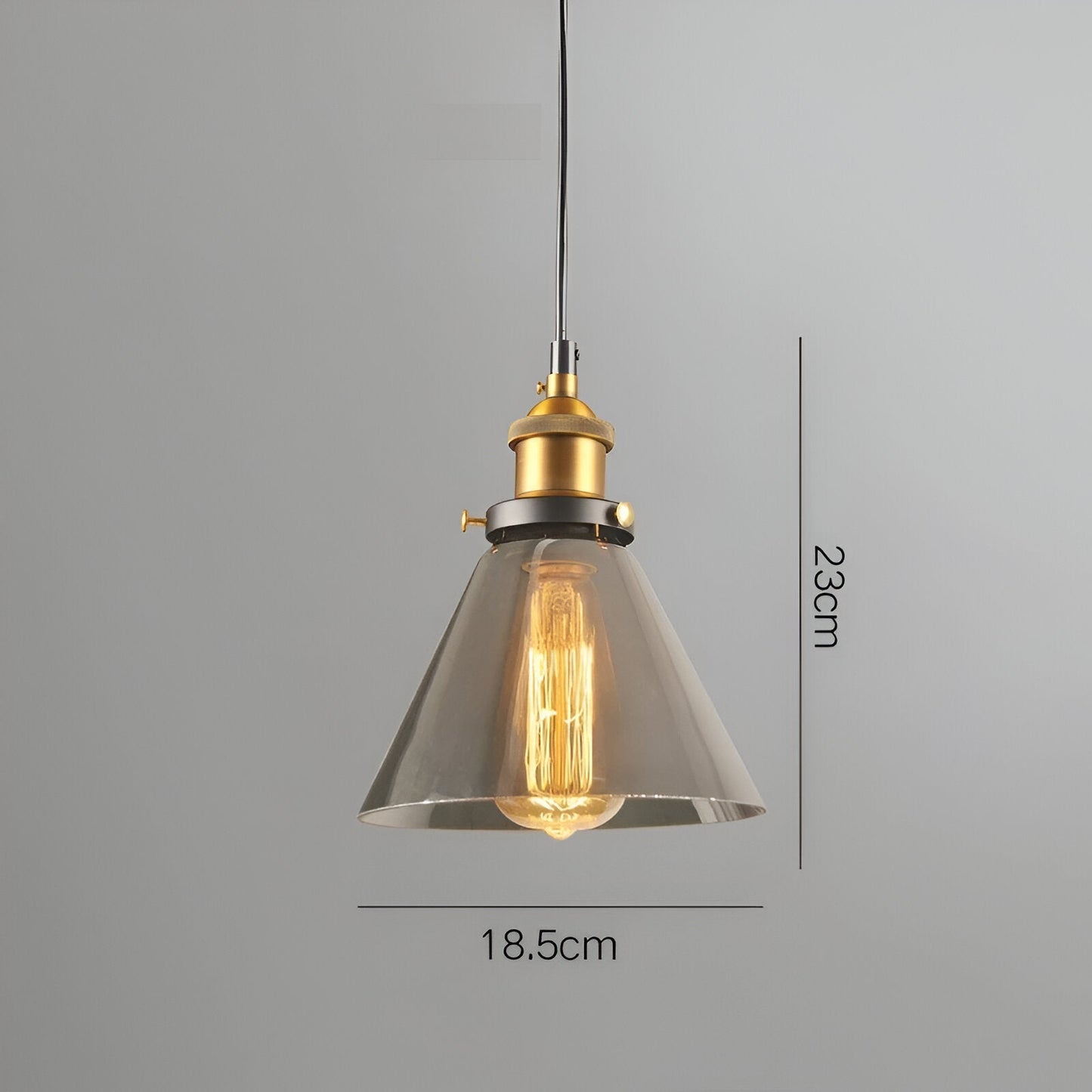 VintaLoft Taklampa - Taklampa i rökt glas - Vintage hängande lampa