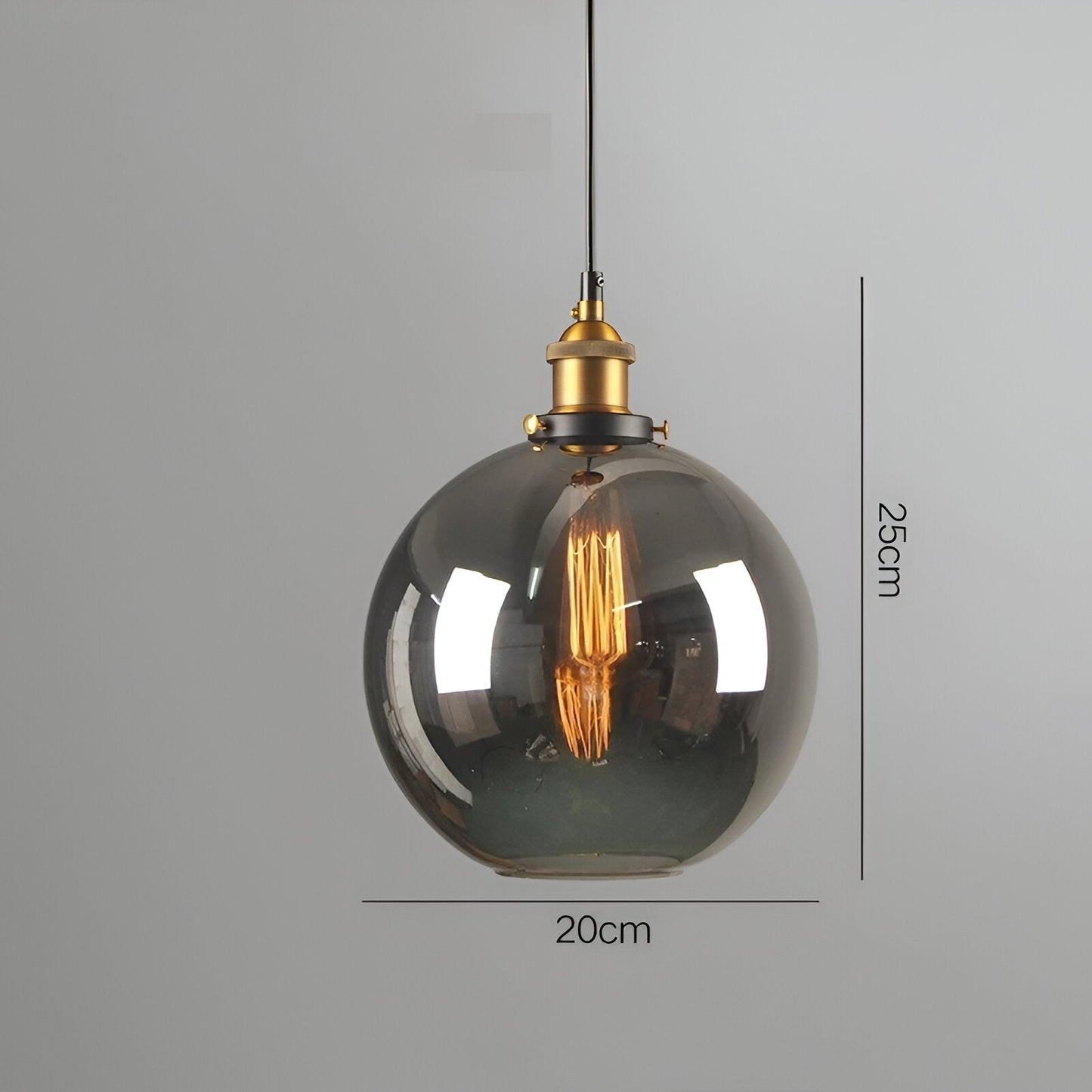 VintaLoft Taklampa - Taklampa i rökt glas - Vintage hängande lampa