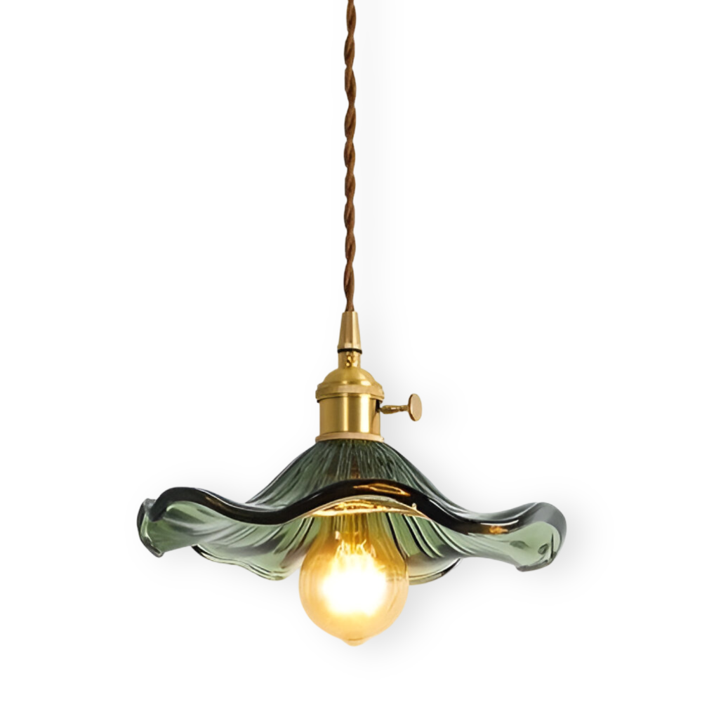 Levande Glas Pendellampa med Kopparaccent - Elegant Inredning