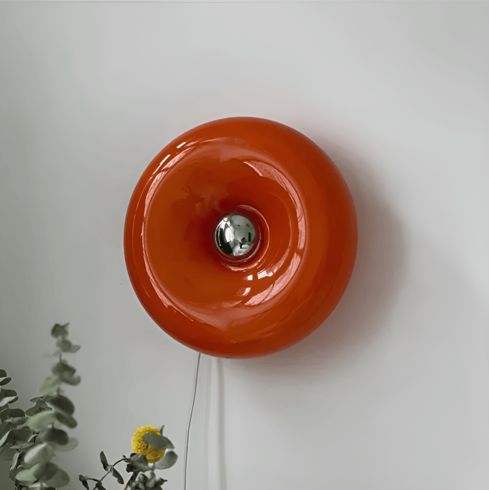Orange Munklampa - Nordisk Munklampa i Glas - Vägglampa och Bordslampa