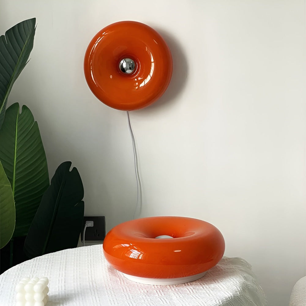 Orange Munklampa - Nordisk Munklampa i Glas - Vägglampa och Bordslampa