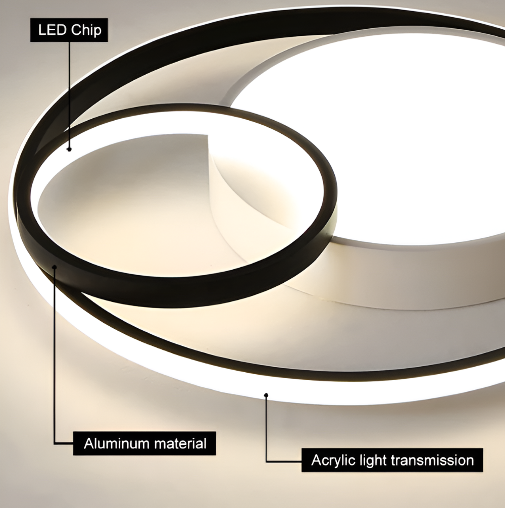 TriCircula Taklampa - Modern Rund Dimbar LED Taklampa
