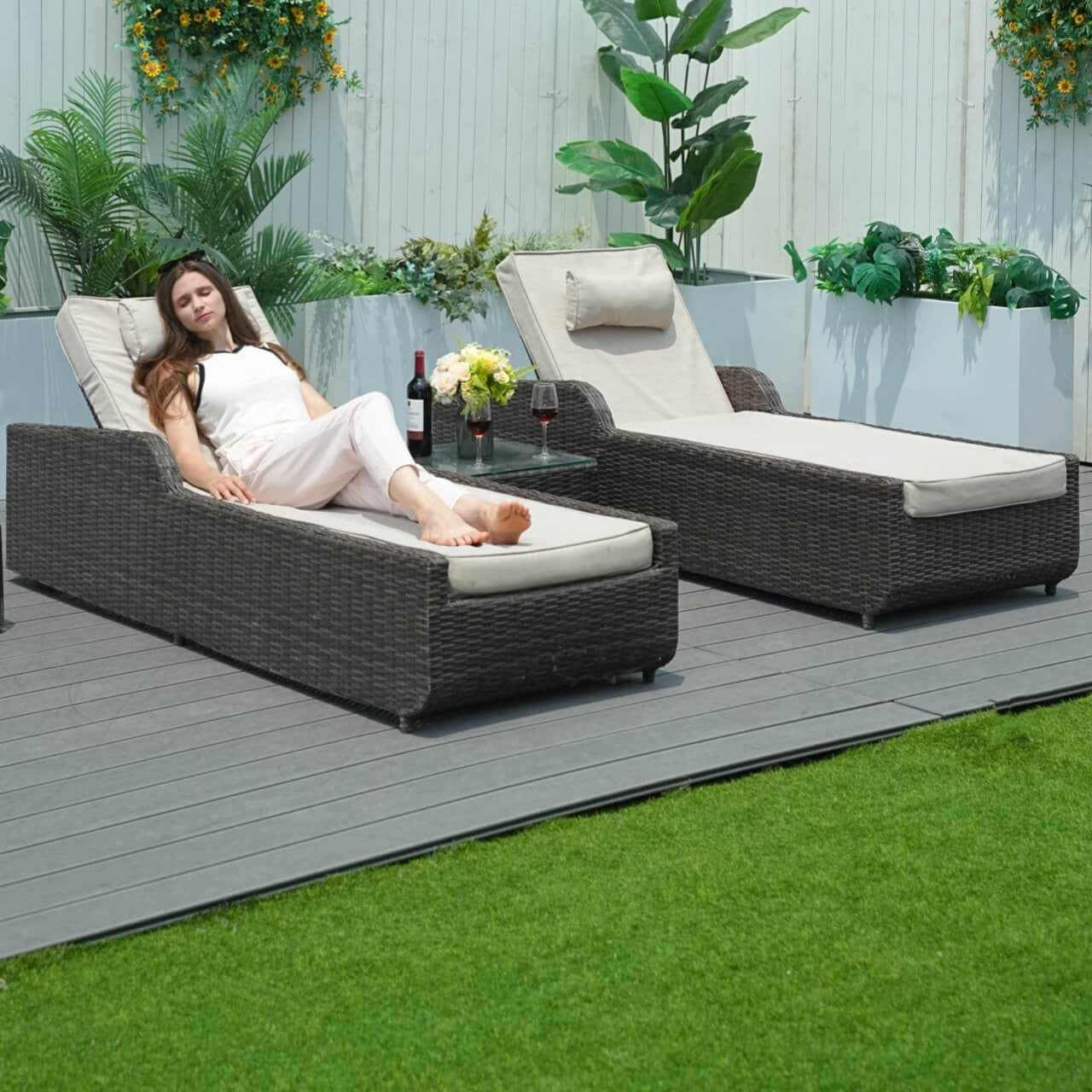 Utomhus Wicker Chaise Lounge (PAL-1127B) för Avkoppling