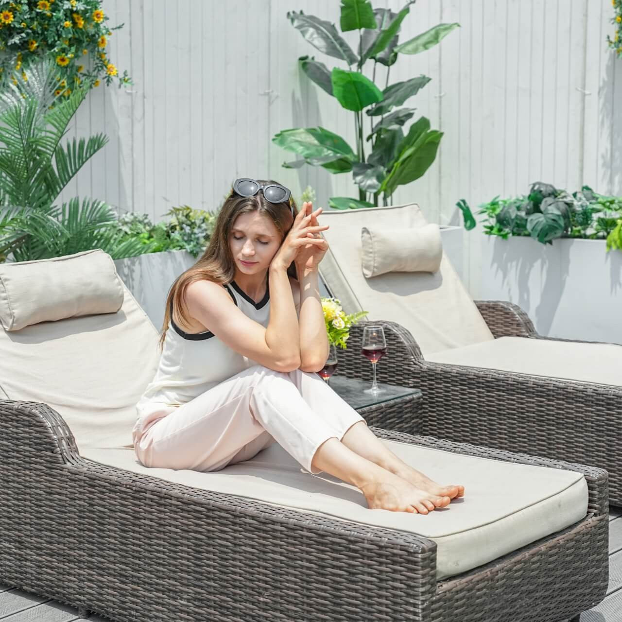 Utomhus Wicker Chaise Lounge (PAL-1127B) för Avkoppling