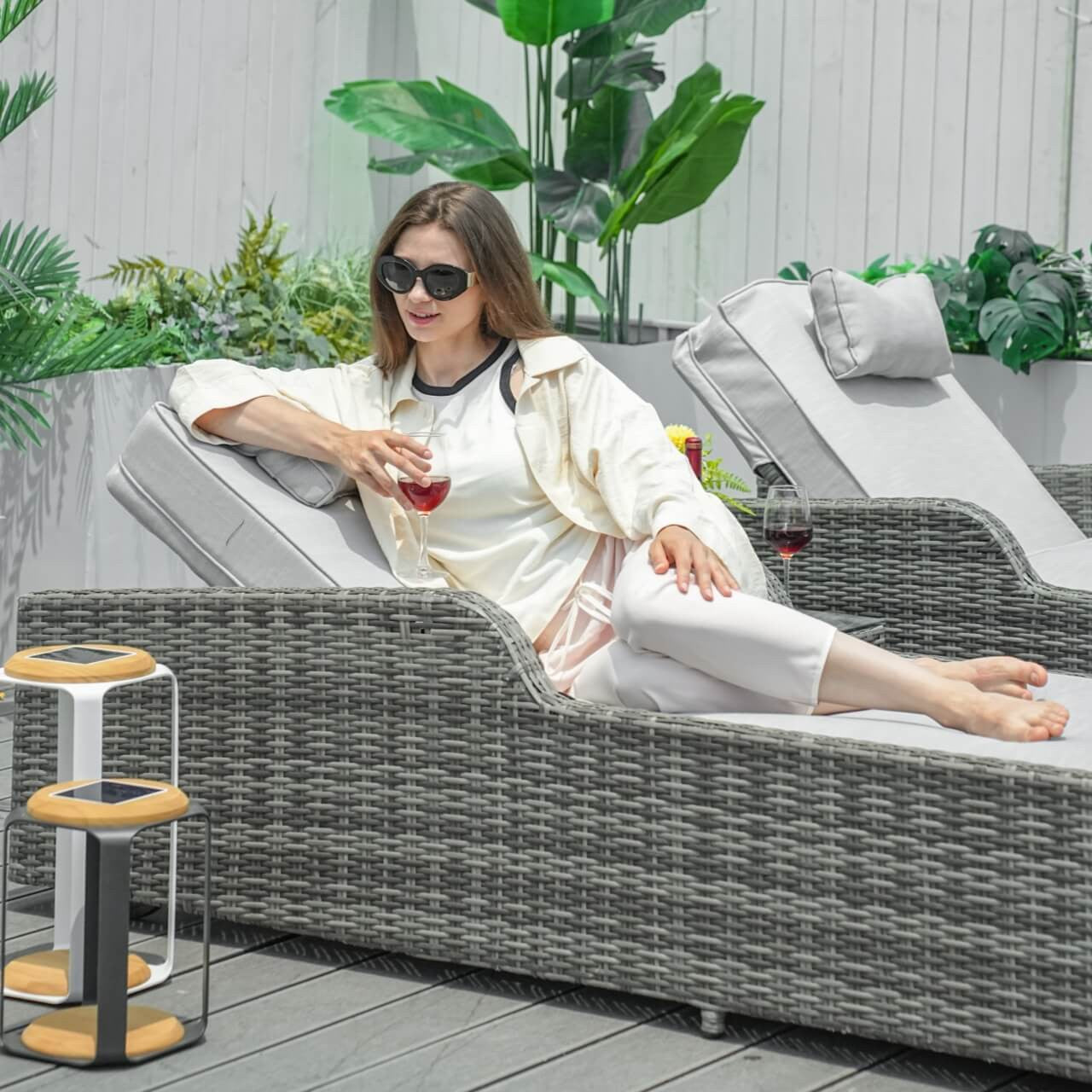 Utomhus Wicker Chaise Lounge (PAL-1127B) för Avkoppling