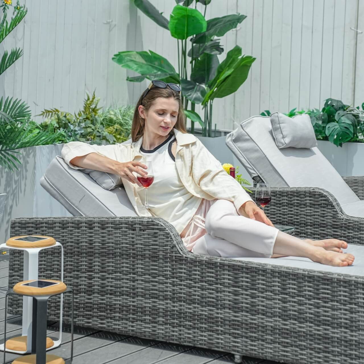 Utomhus Wicker Chaise Lounge (PAL-1127B) för Avkoppling