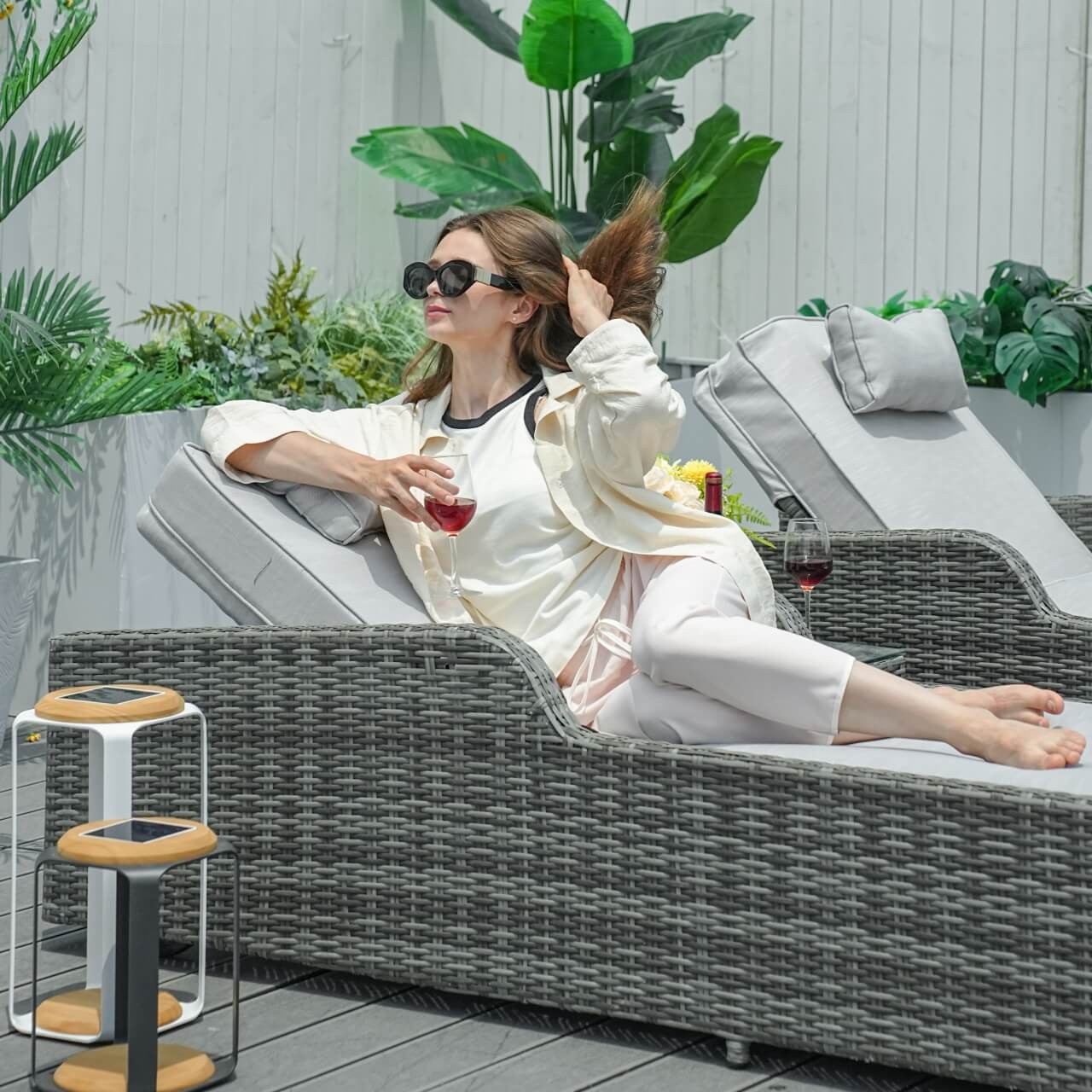 Utomhus Wicker Chaise Lounge (PAL-1127B) för Avkoppling
