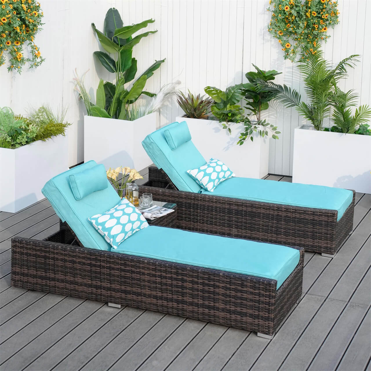 Utomhus Wicker Chaise Lounge (PAL-1127B) för Avkoppling