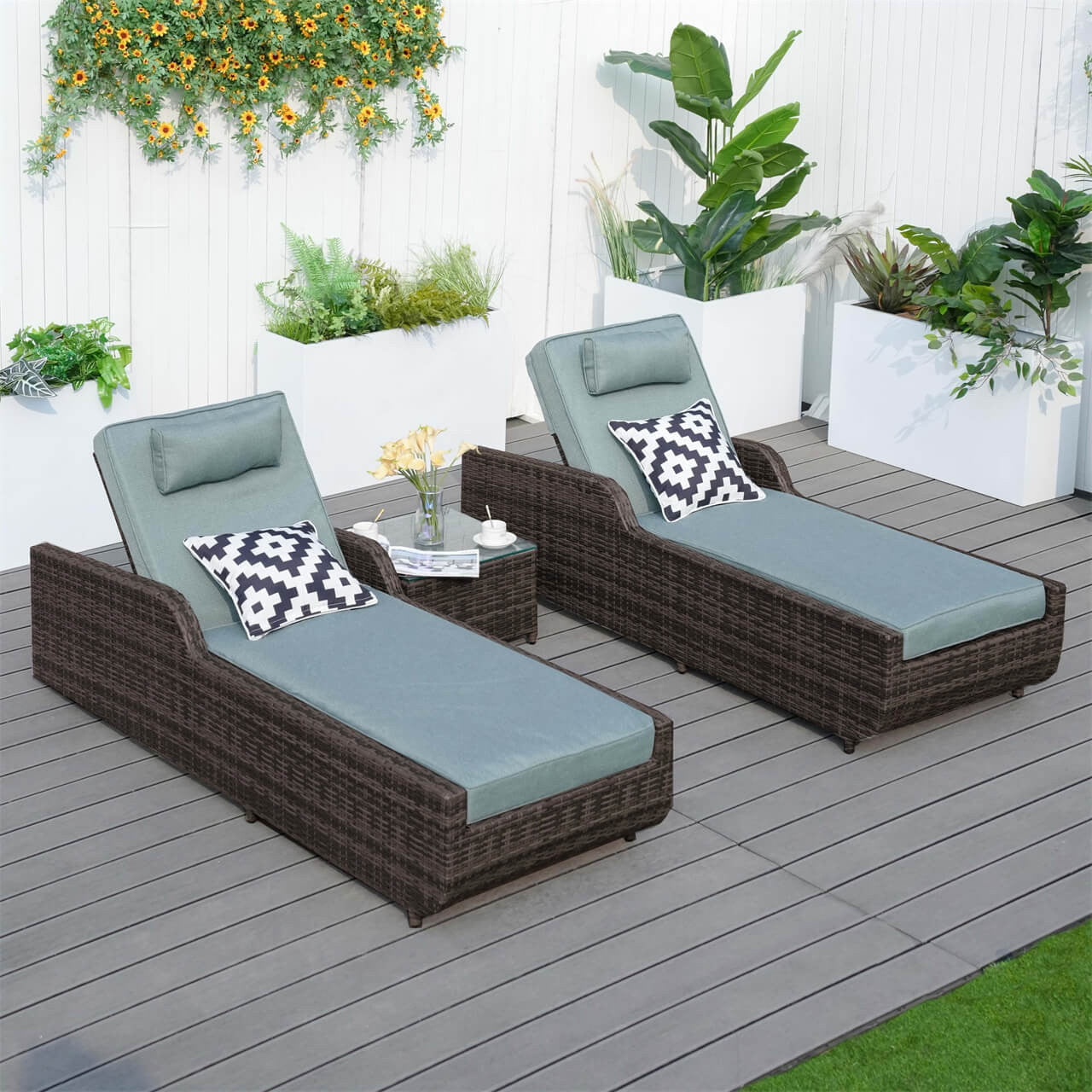 Utomhus Wicker Chaise Lounge (PAL-1127B) för Avkoppling