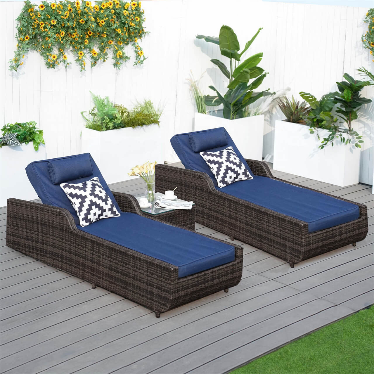 Utomhus Wicker Chaise Lounge (PAL-1127B) för Avkoppling
