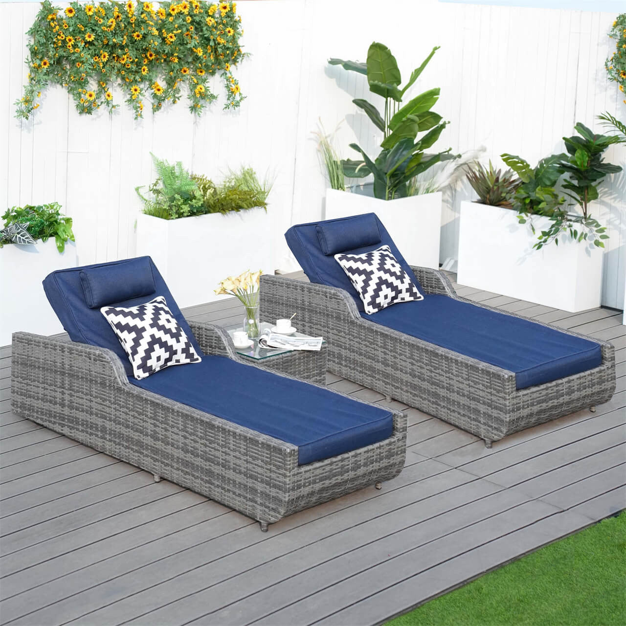 Utomhus Wicker Chaise Lounge (PAL-1127B) för Avkoppling