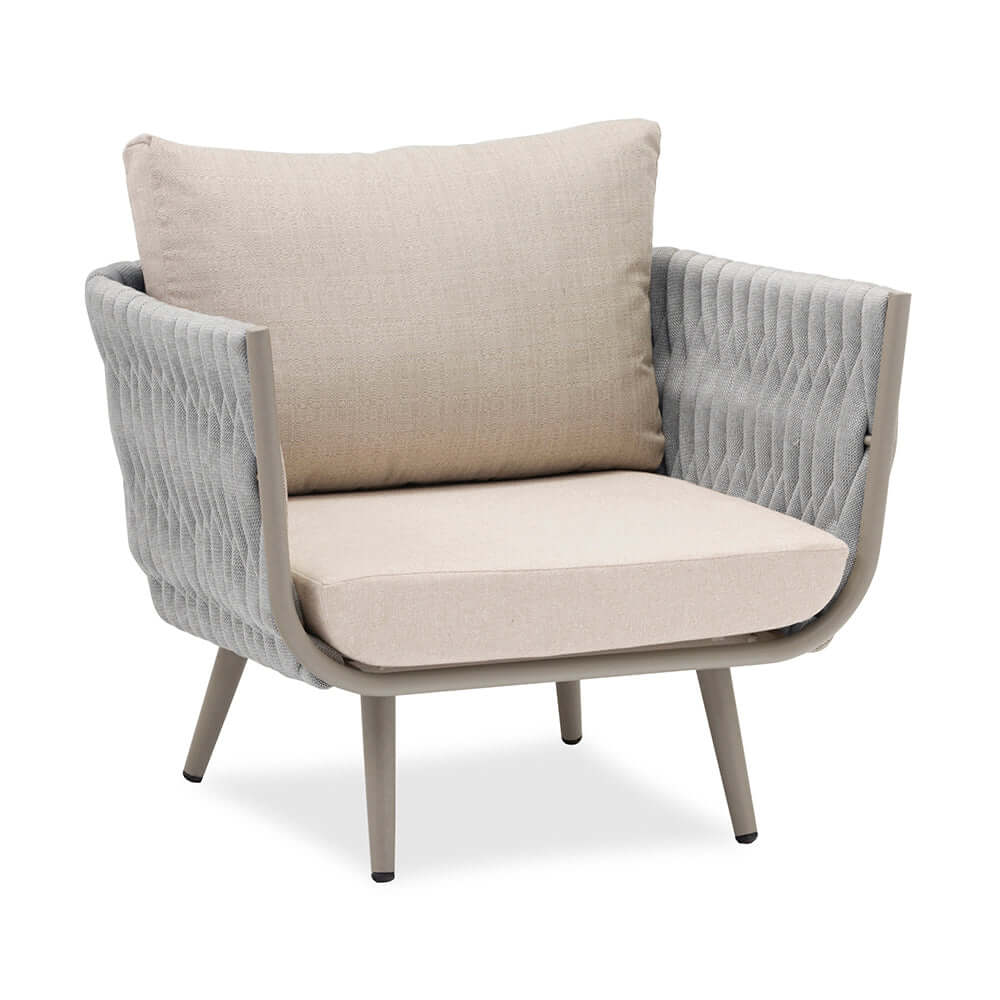 4 Delar Utomhus Loungegrupp Vävnad Och Kuddar I Beige Och Grått