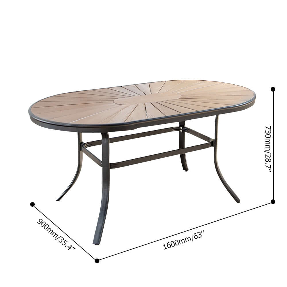 7Delar Utomhus Matgrupp Med Oval Bord Och 6 Stolar